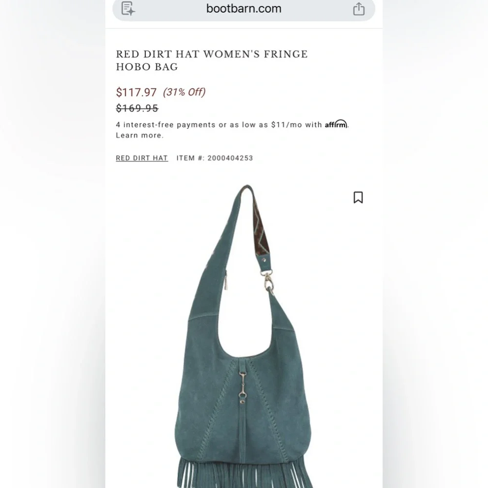Suede Fringe Hobo Bag - Red Dirt Hat